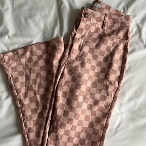 Pink Check Flare Pants- Never Worn!